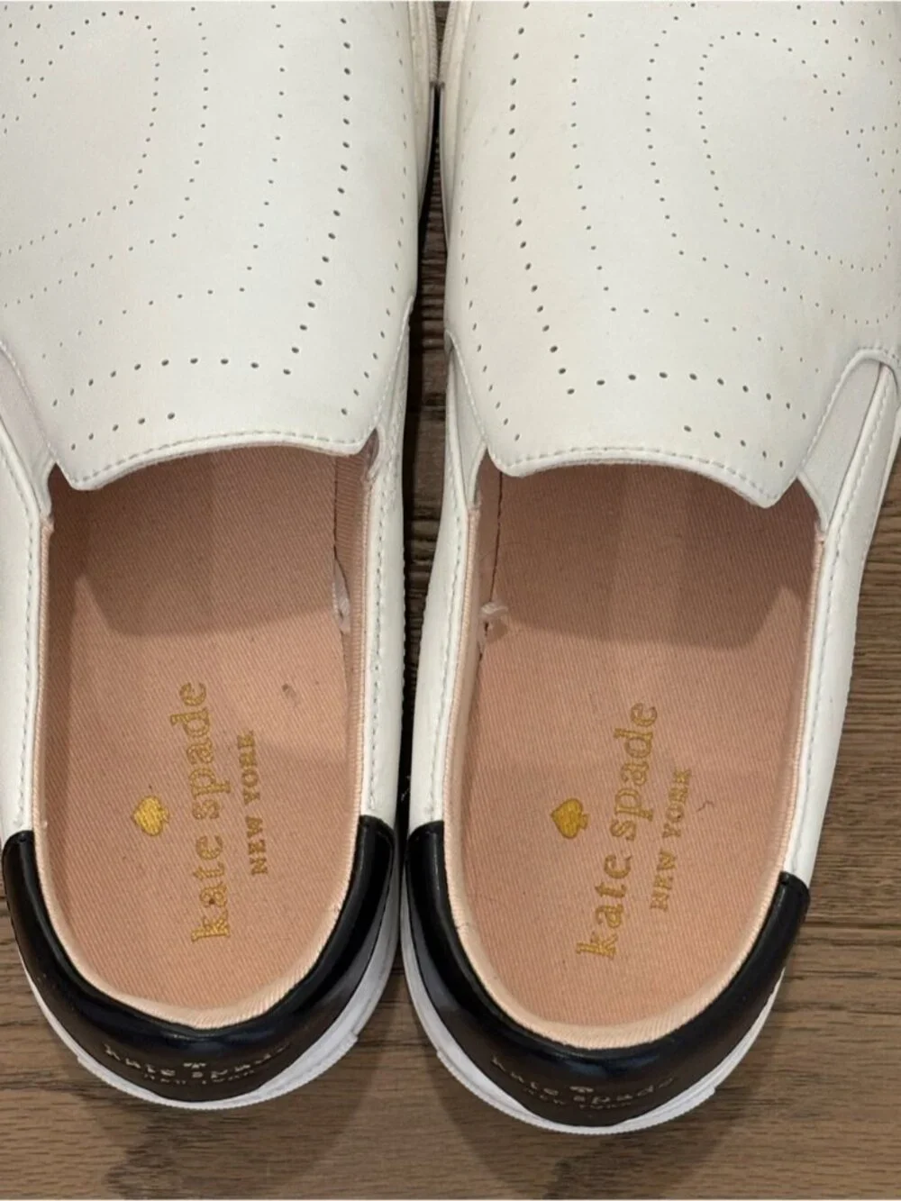 Kate Spade New York Andy Perforated Leather Slip-On Sneakers White Size 8.5
